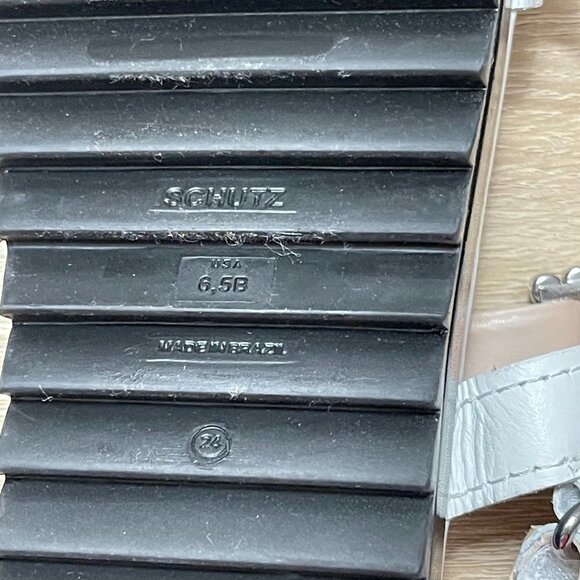 Schutz Womens White Rhinestone Ruth Leather Flatform Lug Platform Sandals 6.5 - Picture 3 of 11